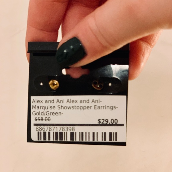 Alex and Ani Marquise Showstopper Earrings in Gold & Green - Picture 3 of 4